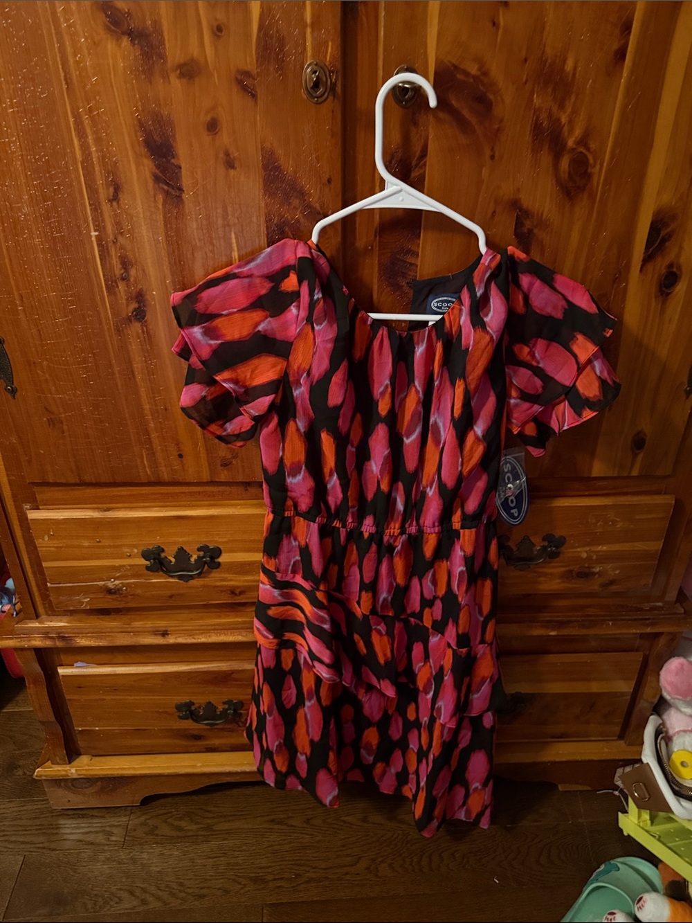 Girls Pink & Orange Printed Casual Dress